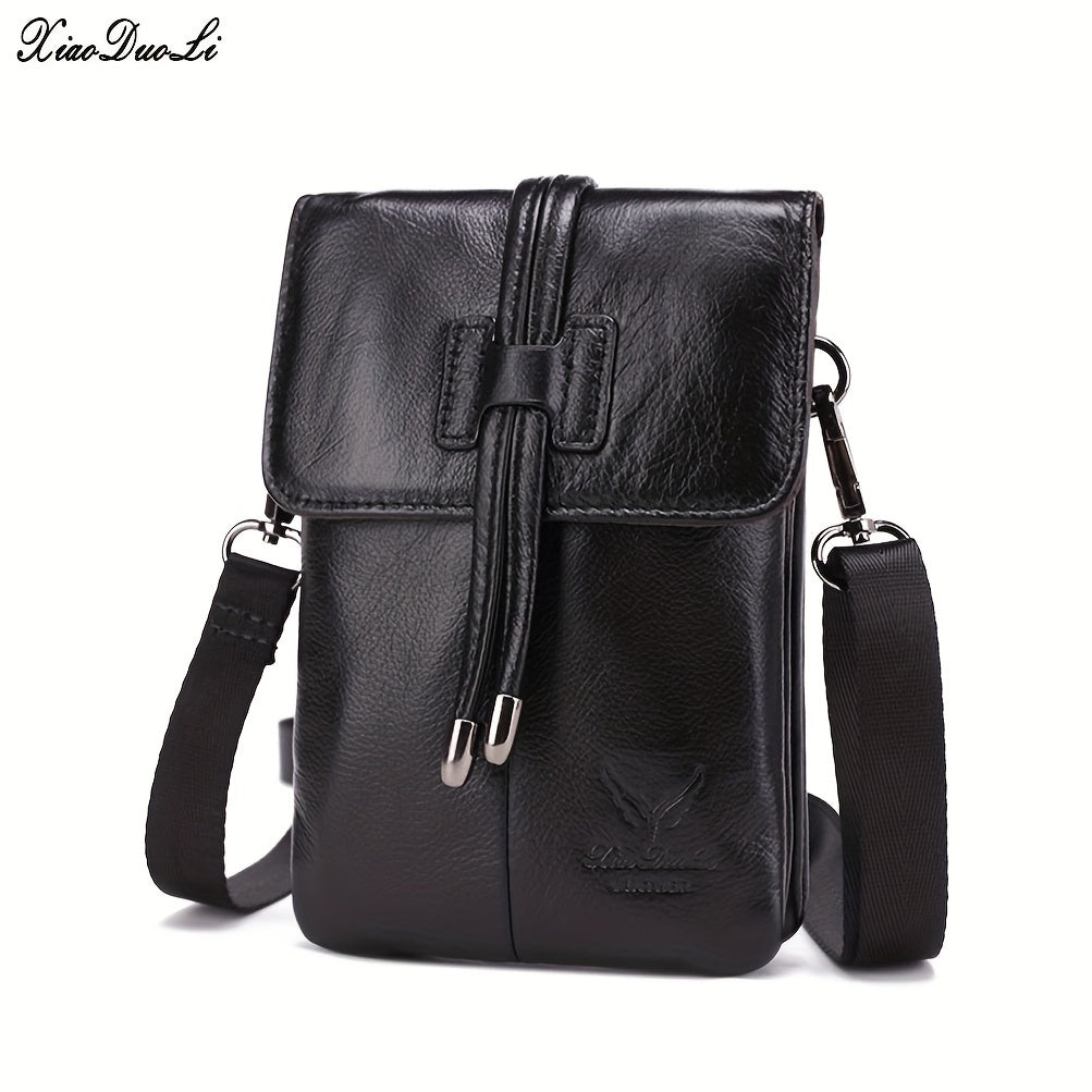 Borsa a tracolla in pelle nera da uomo, design elegante e compatto, con chiusura a cerniera e tracolla regolabile, ideale per uso quotidiano.