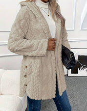 Annika | Weicher Oversize-Cardigan für Damen mit Kapuze und Knöpfen