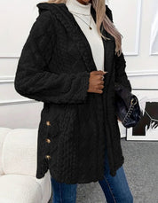 Annika | Weicher Oversize-Cardigan für Damen mit Kapuze und Knöpfen