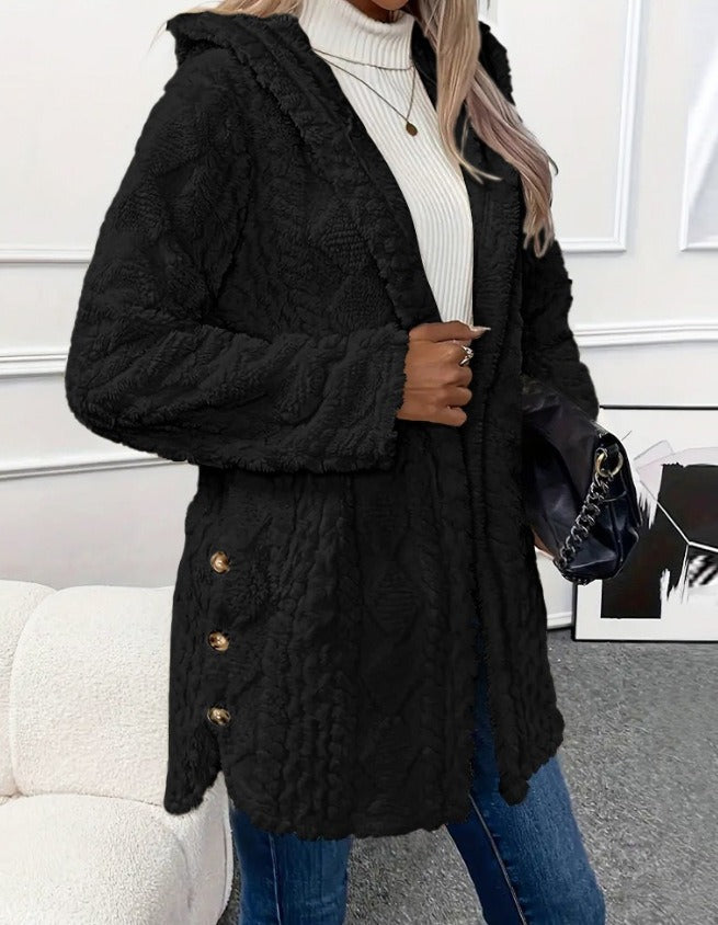 Annika | Cardigan Donna con Cappuccio Oversize Morbido e Bottoni