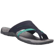 Sandalo infradito da donna nero e verde, suola antiscivolo, design sportivo, ideale per l'estate e attività all'aperto.