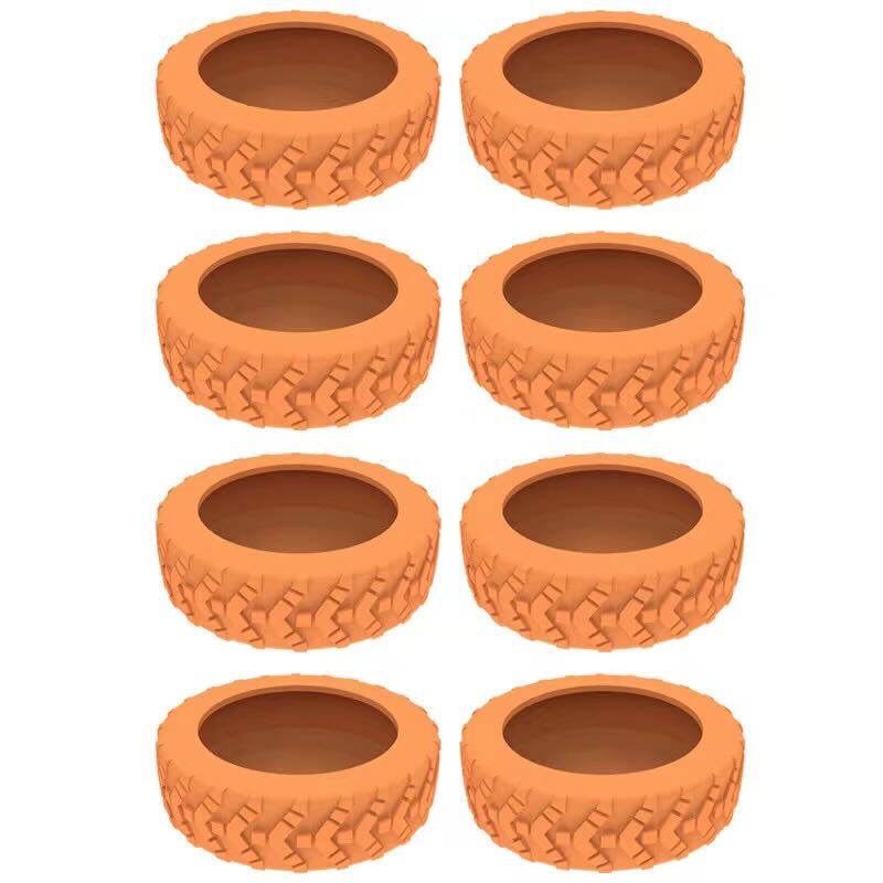 Otto vasi da giardino a forma di pneumatico arancione, design robusto, ideali per piante e fiori, decorazione esterna, resistente alle intemperie.