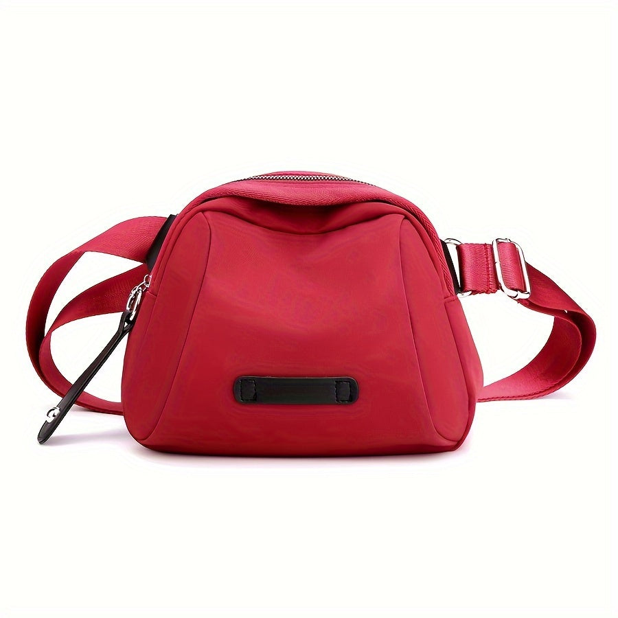 Borsa a tracolla rossa in pelle sintetica, design compatto con cerniera superiore, cinturino regolabile, ideale per moda donna e accessori casual.