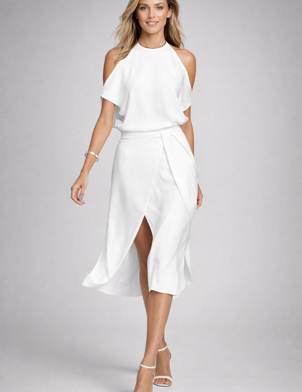 Carlotta | Abito midi estivo con spalle scoperte