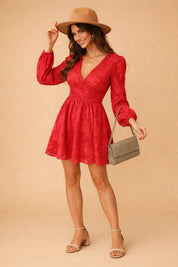 ANNA | Stunning satin summer dress with puff sleeves