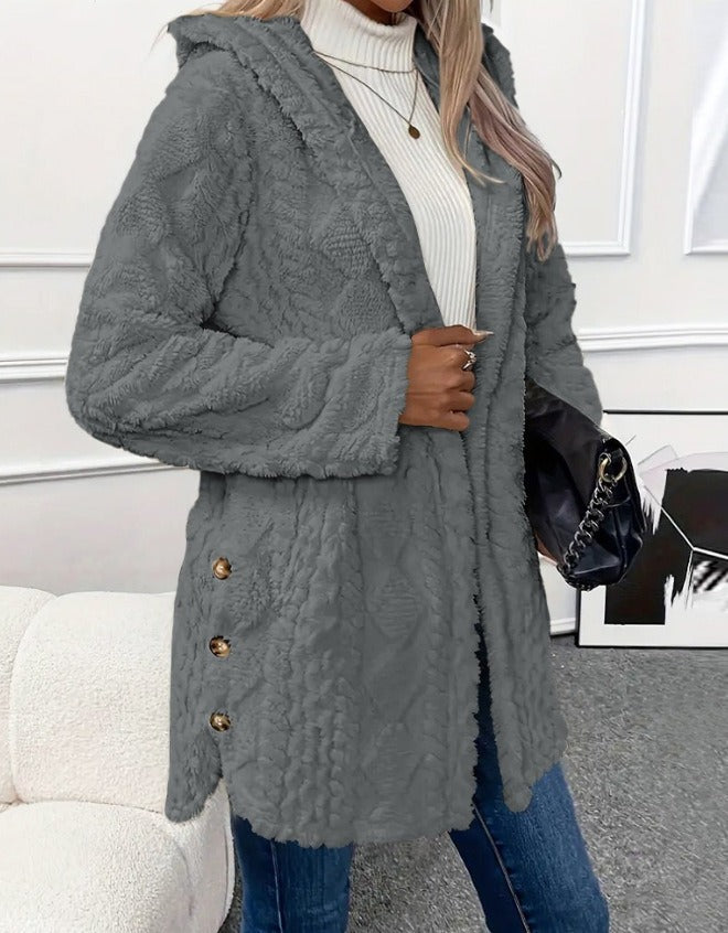 Annika | Cardigan Donna con Cappuccio Oversize Morbido e Bottoni