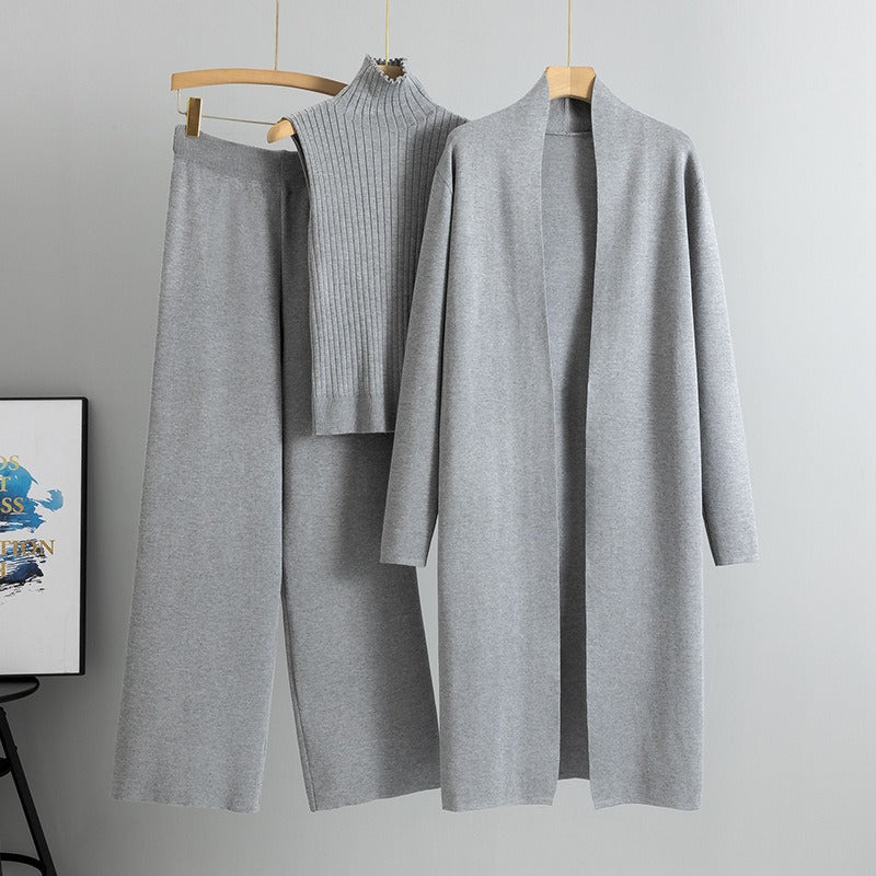Emilia | 3-teiliges Loungewear-Set für Damen aus Strick mit langem Cardigan