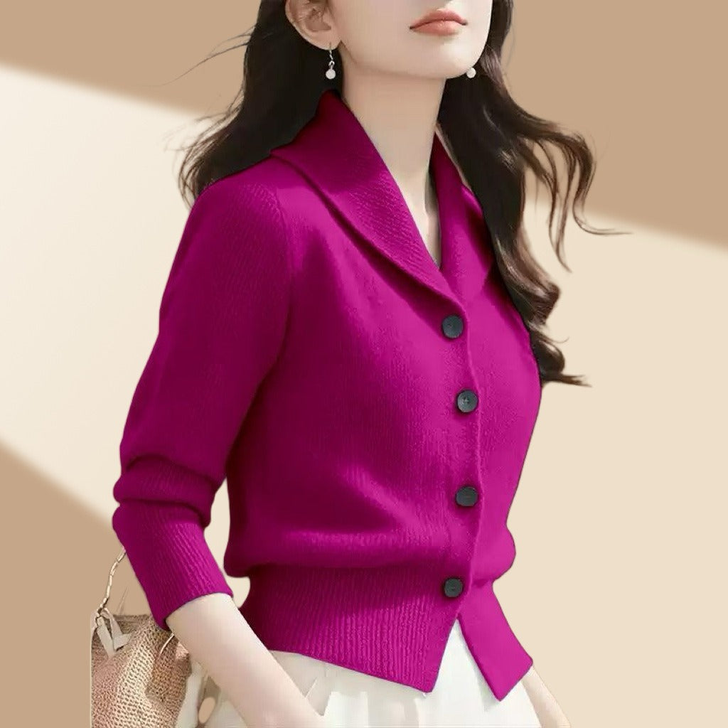 Frieda | Cardigan da donna in maglia con collo a revers e bottoni