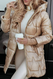 Brunilde | Giacca Trapuntata con Cappuccio in Eco-Pelliccia e Tasche con Zip