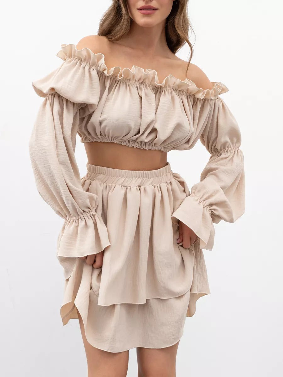 ILDA | Conjunto de verão elegante com ombros descobertos