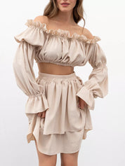 ILDA | Conjunto de verão elegante com ombros descobertos