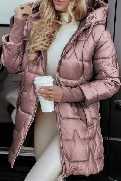 Brunilde | Giacca Trapuntata con Cappuccio in Eco-Pelliccia e Tasche con Zip