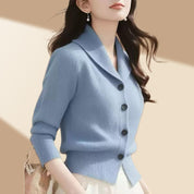 Frieda | Women's Knit Cardigan with Notched Collar and Buttons