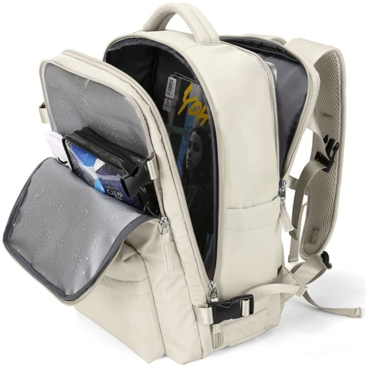 Sac à dos étanche de voyage avec bretelles ergonomiques et compartiment pour ordinateur portable jusqu'à 17 pouces – 25 litres, noir/bleu/noir olive