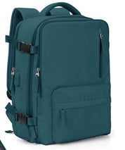 Sac à dos étanche de voyage avec bretelles ergonomiques et compartiment pour ordinateur portable jusqu'à 17 pouces – 25 litres, noir/bleu/noir olive