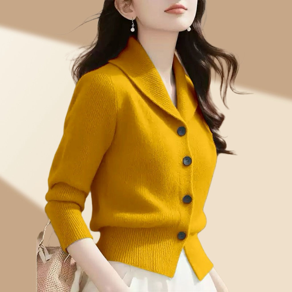 Frieda | Cardigan da donna in maglia con collo a revers e bottoni