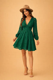 ANNA | Stunning satin summer dress with puff sleeves