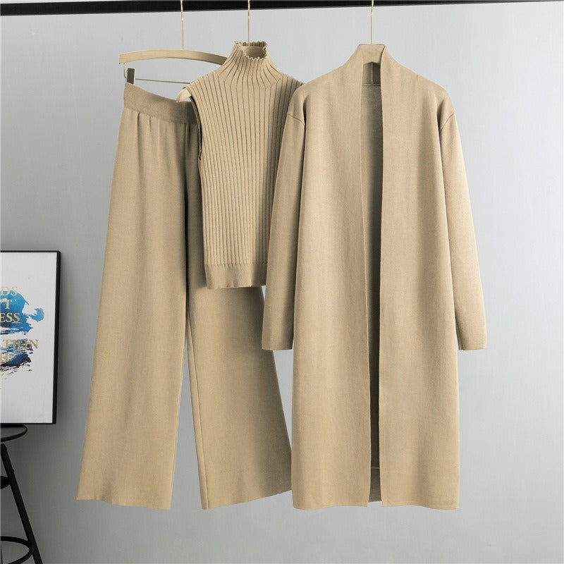 Emilia | 3-teiliges Loungewear-Set für Damen aus Strick mit langem Cardigan