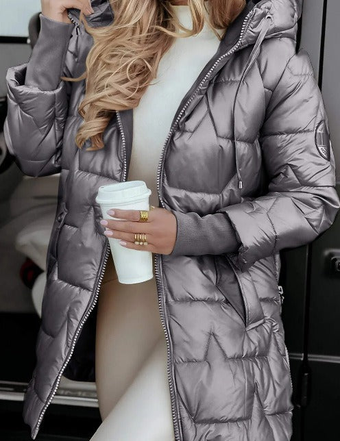 Brunilde | Giacca Trapuntata con Cappuccio in Eco-Pelliccia e Tasche con Zip