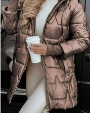 Brunilde | Giacca Trapuntata con Cappuccio in Eco-Pelliccia e Tasche con Zip