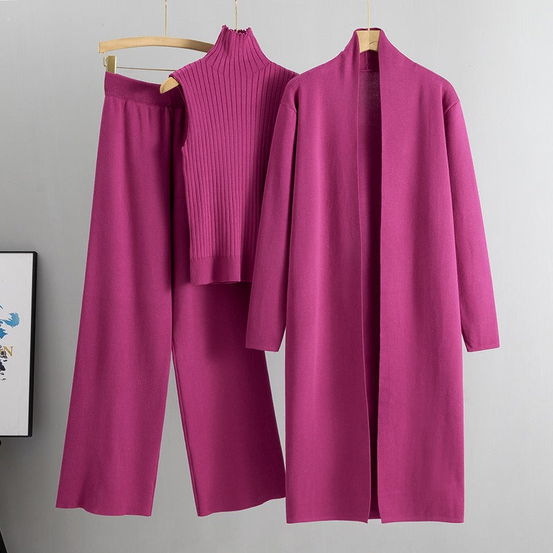 Emilia | 3-teiliges Loungewear-Set für Damen aus Strick mit langem Cardigan