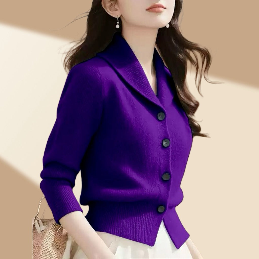 Frieda | Cardigan da donna in maglia con collo a revers e bottoni